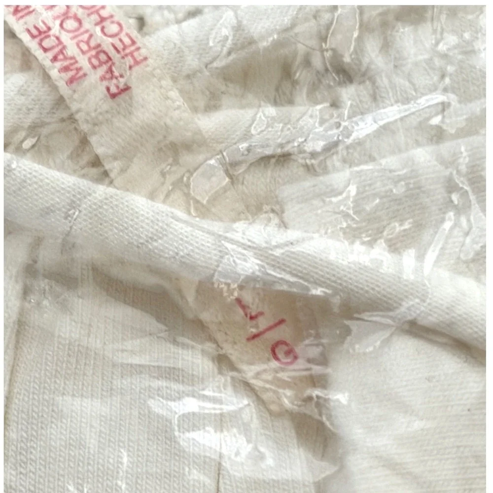 Free People Ivory Lace‎ Trim Long Sleeve Crop Top Square Neck White Large NEW